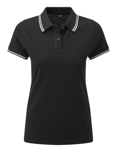 A-AQ021-Polo passepoilé coupe classique femme - col contrasté