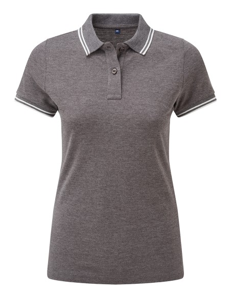 A-AQ021-Polo passepoilé coupe classique femme - col contrasté