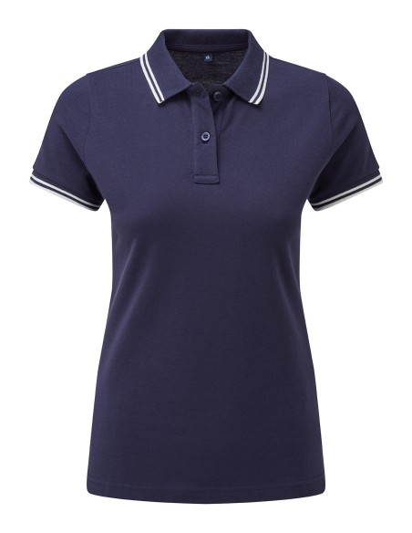 A-AQ021-Polo passepoilé coupe classique femme - col contrasté