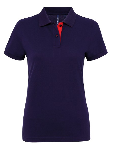 A-AQ022-Polo contrasté femme