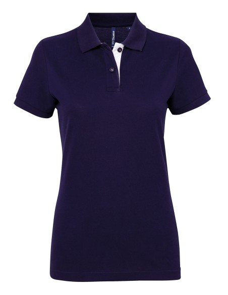 A-AQ022-Polo contrasté femme