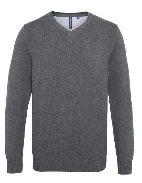 A-AQ042-Pull col V homme en coton mélangé