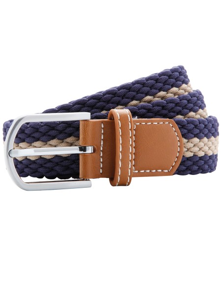 A-AQ901-Ceinture stretch tressée à rayures bicolores