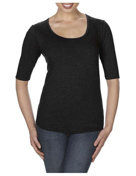 A-ANL6756-WOMEN’S TRI-BLEND DEEP SCOOP 1/2 SLEEVE TEE