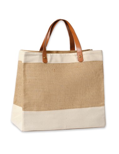 NUT-RL250-Tote bag en jute Adley avec simili cuir