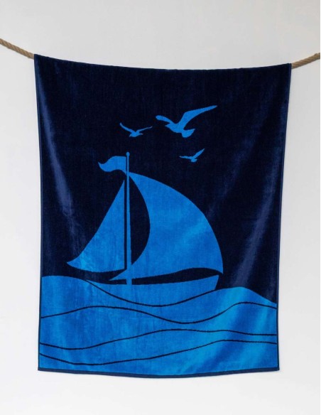 OLI-OLV4060-OLIMA „SAILING BOAT YD VELOUR BEACH TOWEL