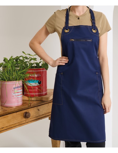 PRE-PR121-'Barley' Contrast Stitch Sustainable Bib Apron