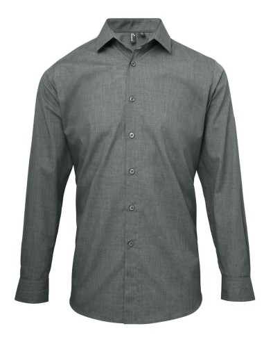 PRE-PR217-MEN'S CROSS-DYE ROLL SLEEVE POPLIN BAR SHIRT