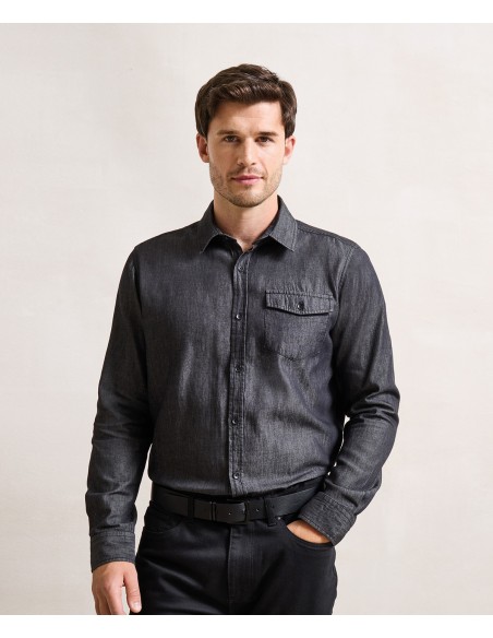 PRE-PR222-Mens Jeans Stitch Denim Shirt