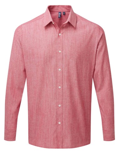 PRE-PR245-MEN'S COTTON SLUB CHAMBRAY LONG SLEEVE SHIRT