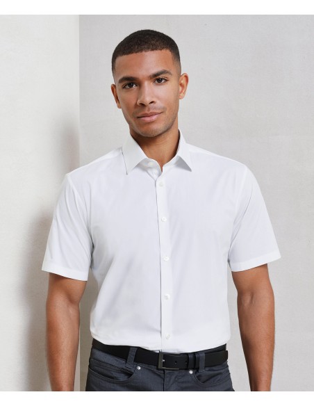 PRE-PR246-Mens Stretch Fit Poplin Short Sleeve Cotton Shirt