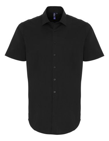PRE-PR246-Mens Stretch Fit Poplin Short Sleeve Cotton Shirt