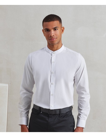 PRE-PR258-Mens Banded Collar Grandad Long Sleeve Shirt
