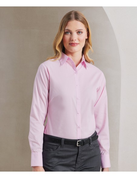 PRE-PR300-Womens Poplin Long Sleeve Blouse
