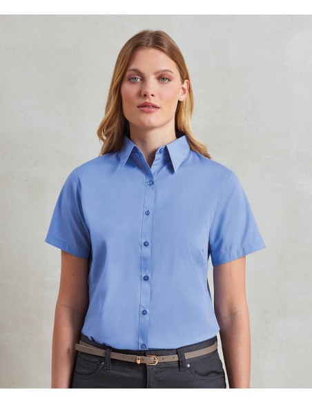 PRE-PR302-Womens Poplin Short Sleeve Blouse