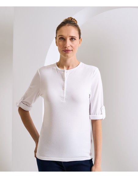 PRE-PR318-Womens Long-John Roll Sleeve Tee