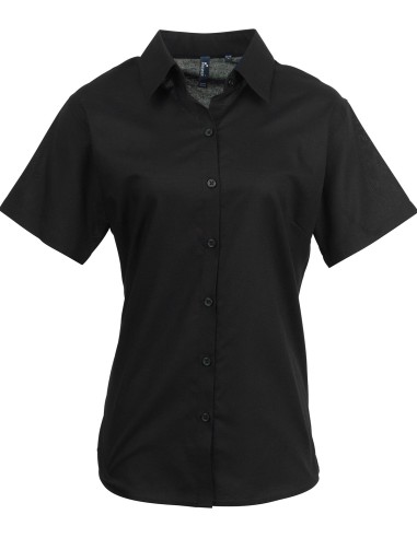 PRE-PR336-Chemise Oxford à manches courtes Signature Femme