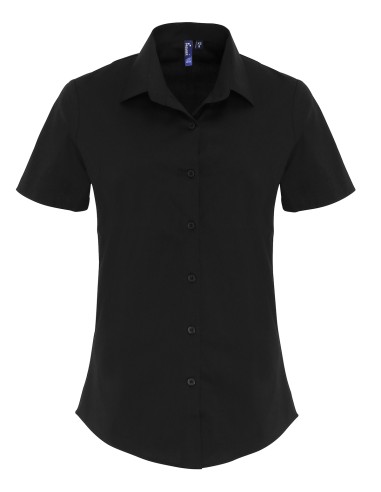 PRE-PR346-Womens Stretch Fit Poplin Short Sleeve Cotton Shirt