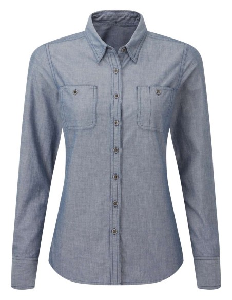 PRE-PR347-WOMEN'S ORGANIC CHAMBRAY FAIRTRADE SHIRT
