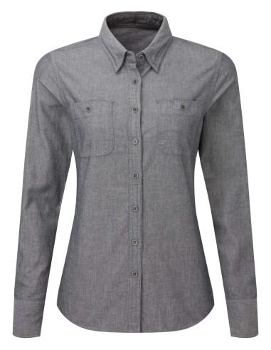 PRE-PR347-WOMEN'S ORGANIC CHAMBRAY FAIRTRADE SHIRT