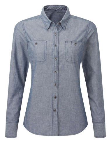 PRE-PR347-WOMEN'S ORGANIC CHAMBRAY FAIRTRADE SHIRT