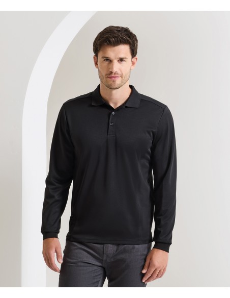 PRE-PR617-Polo piqué Coolchecker à manches longues pour hommes
