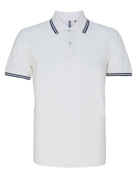 A-AQ011-Polo passepoilé coupe classique homme - col contrasté