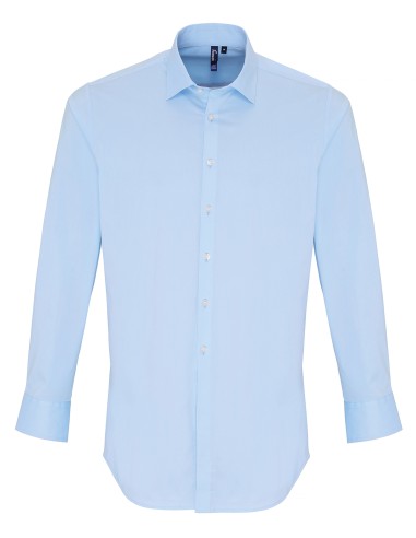PRE-PR244-Mens Stretch Fit Poplin Long Sleeve Cotton Shirt