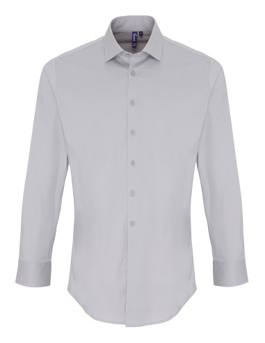 PRE-PR244-Mens Stretch Fit Poplin Long Sleeve Cotton Shirt