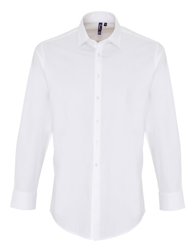 PRE-PR244-Mens Stretch Fit Poplin Long Sleeve Cotton Shirt