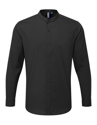 PRE-PR258-Mens Banded Collar Grandad Long Sleeve Shirt