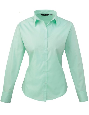 PRE-PR300-Womens Poplin Long Sleeve Blouse