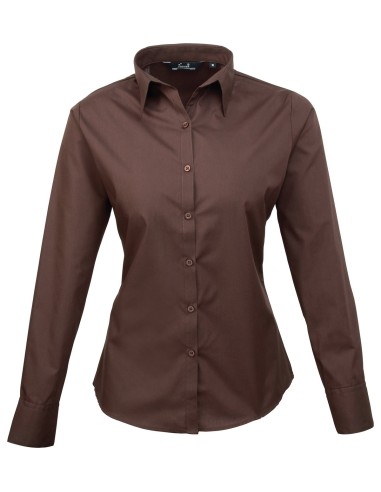 PRE-PR300-Womens Poplin Long Sleeve Blouse