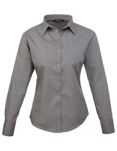PRE-PR300-Womens Poplin Long Sleeve Blouse