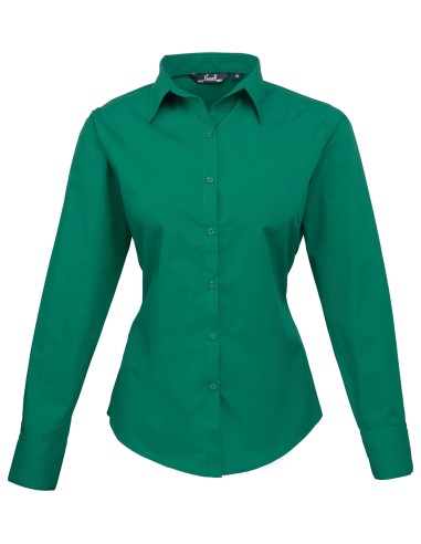 PRE-PR300-Womens Poplin Long Sleeve Blouse