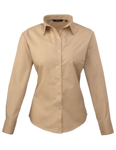 PRE-PR300-Womens Poplin Long Sleeve Blouse