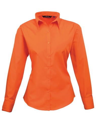 PRE-PR300-Womens Poplin Long Sleeve Blouse