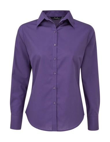 PRE-PR300-Womens Poplin Long Sleeve Blouse