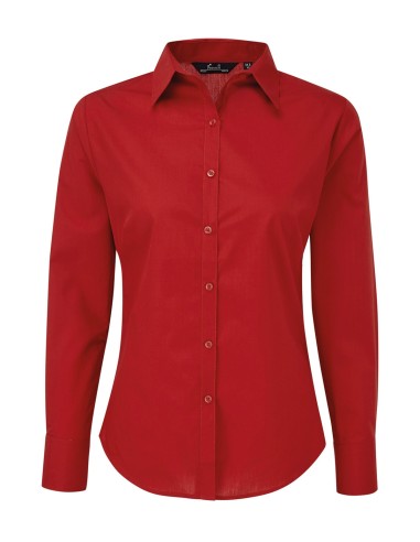 PRE-PR300-Womens Poplin Long Sleeve Blouse