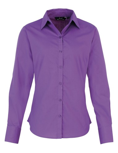 PRE-PR300-Womens Poplin Long Sleeve Blouse