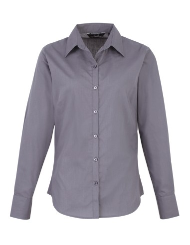 PRE-PR300-Womens Poplin Long Sleeve Blouse