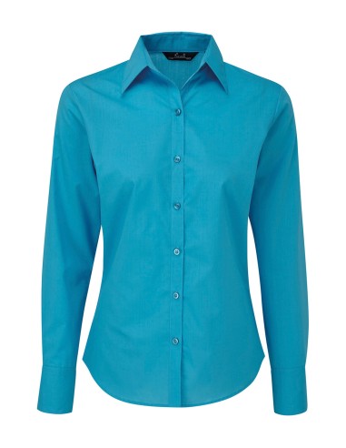 PRE-PR300-Womens Poplin Long Sleeve Blouse