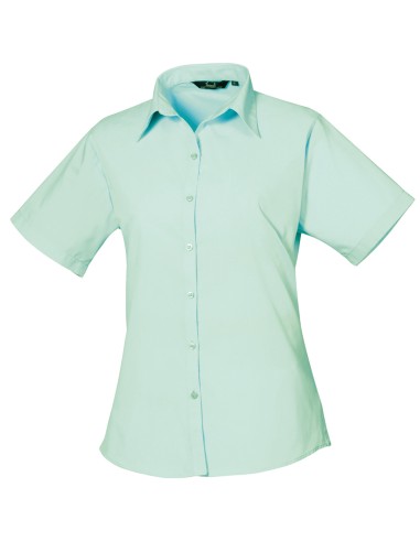 PRE-PR302-Womens Poplin Short Sleeve Blouse