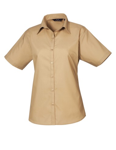 PRE-PR302-Womens Poplin Short Sleeve Blouse