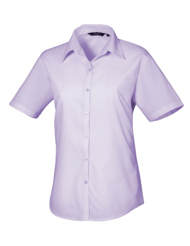 PRE-PR302-Womens Poplin Short Sleeve Blouse