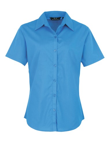 PRE-PR302-Womens Poplin Short Sleeve Blouse