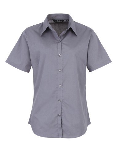 PRE-PR302-Womens Poplin Short Sleeve Blouse