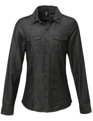 PRE-PR322-Womens Jeans Stitch Denim Shirt