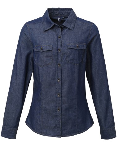 PRE-PR322-Womens Jeans Stitch Denim Shirt