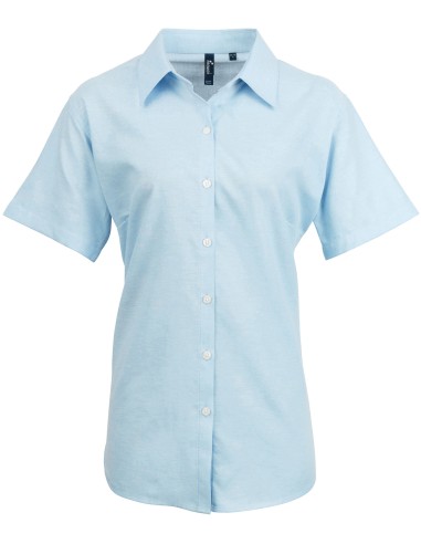 PRE-PR336-Chemise Oxford à manches courtes Signature Femme
